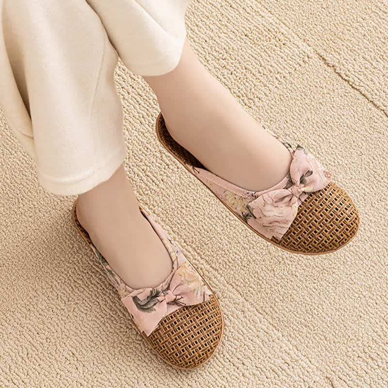 Vintage Floral Rattan Lightweight Slippers