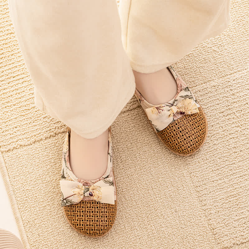 Vintage Floral Rattan Lightweight Slippers