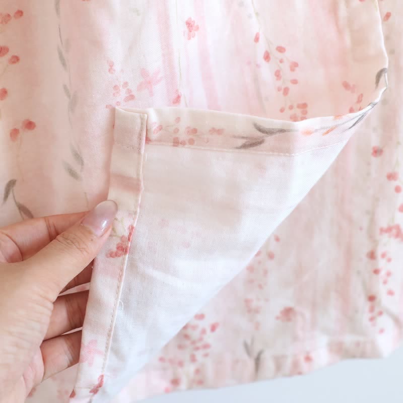 Ditsy Floral Cotton Gauze Kimono Nightgown