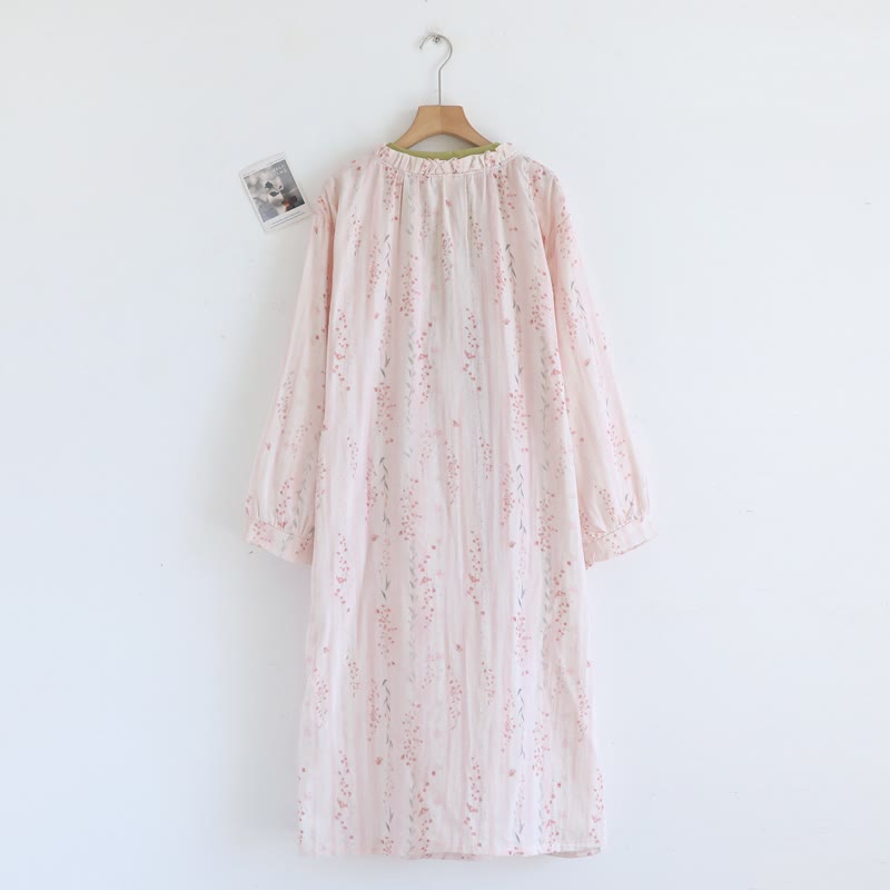 Ditsy Floral Cotton Gauze Kimono Nightgown