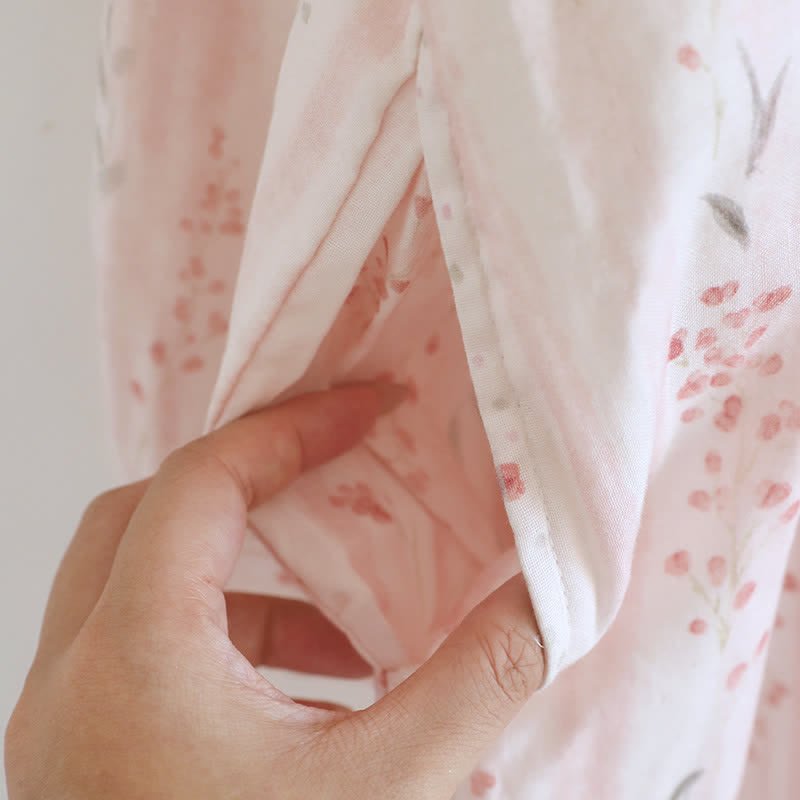 Ditsy Floral Cotton Gauze Kimono Nightgown