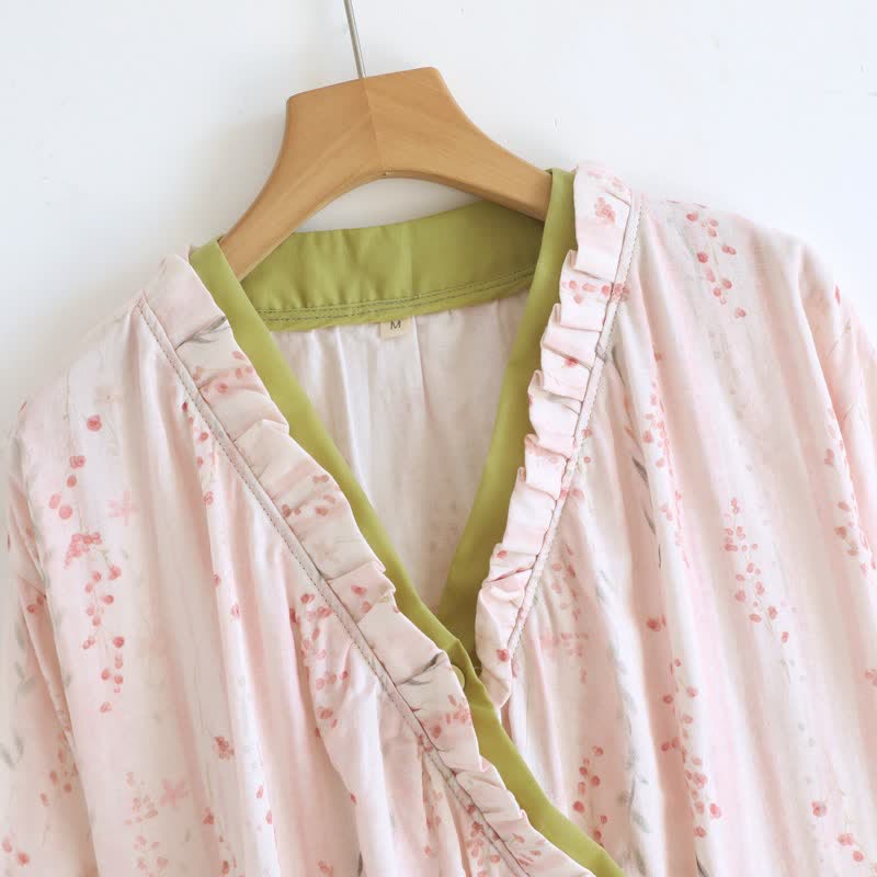 Ditsy Floral Cotton Gauze Kimono Nightgown