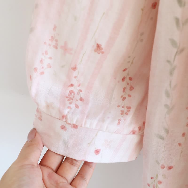 Ditsy Floral Cotton Gauze Kimono Nightgown