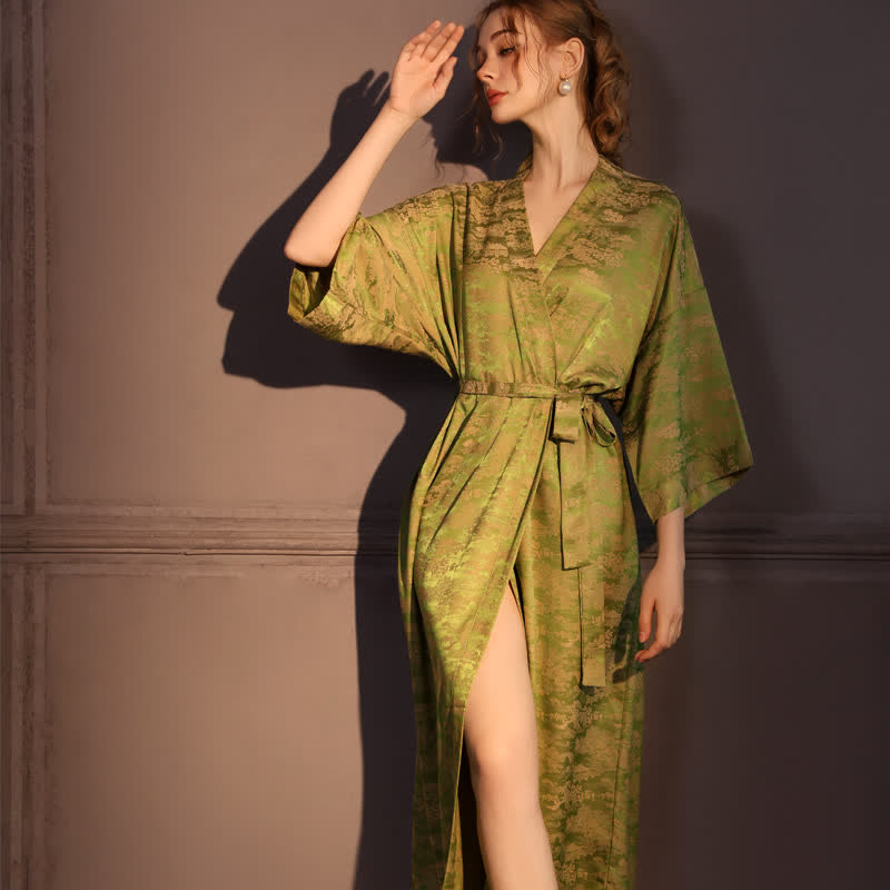 Ownkoti Subtle Vintage Pattern 3/4 Sleeve Robe - image 1