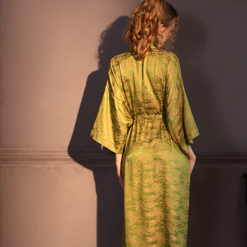 Ownkoti Subtle Vintage Pattern 3/4 Sleeve Robe - image 5