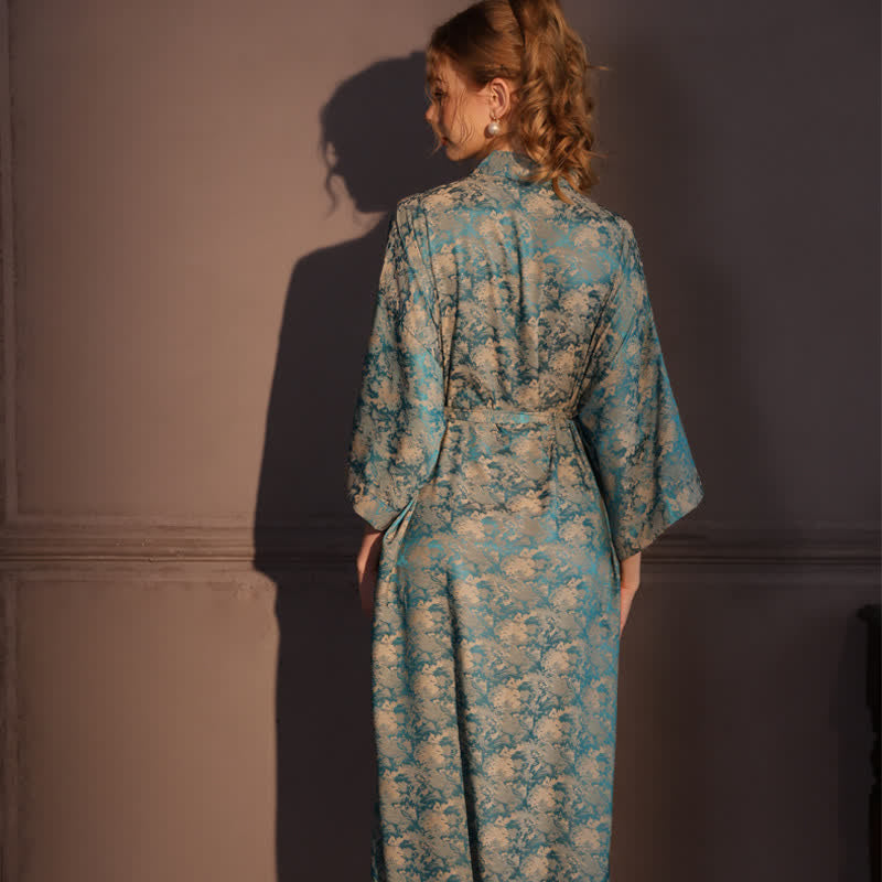 Ownkoti Vintage Pattern 3/4 Sleeve Kimono Robe - image 4