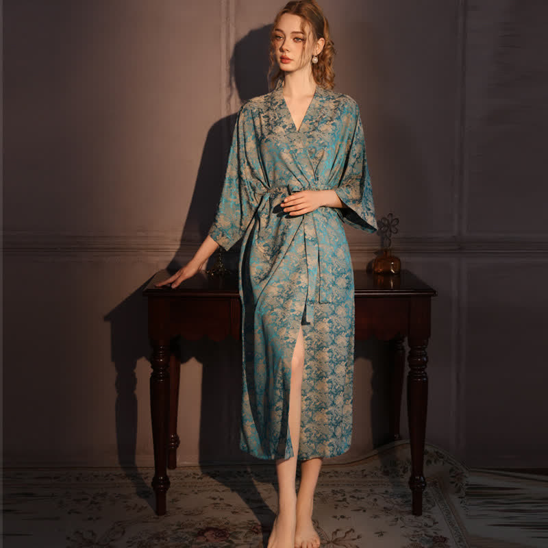 Ownkoti Vintage Pattern 3/4 Sleeve Kimono Robe - image 1
