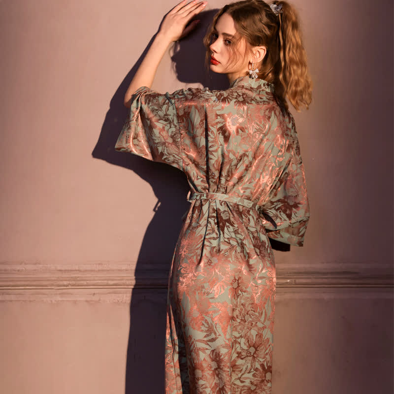 Ownkoti Artistc Floral Inspired 3/4 Sleeve Robe - image 4