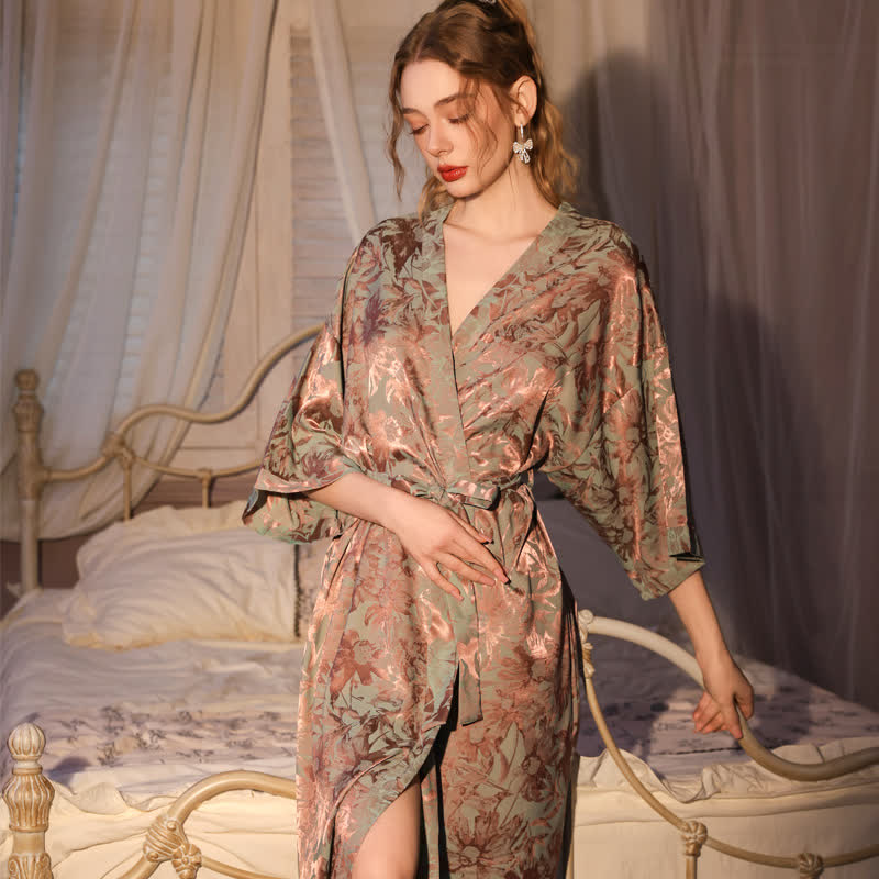 Ownkoti Artistc Floral Inspired 3/4 Sleeve Robe - image 2