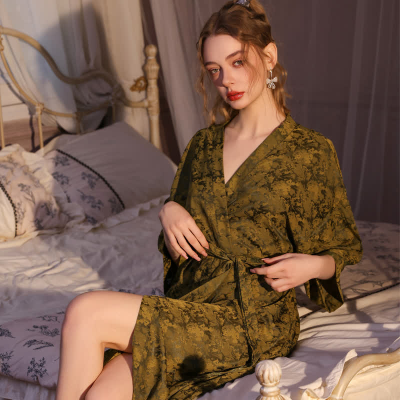 Ownkoti Artistc Jacquard Inspired 3/4 Sleeve Robe - image 2