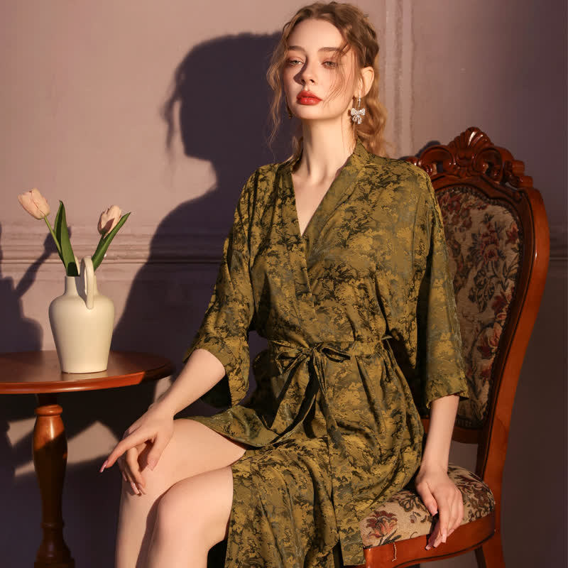 Ownkoti Artistc Jacquard Inspired 3/4 Sleeve Robe - image 3
