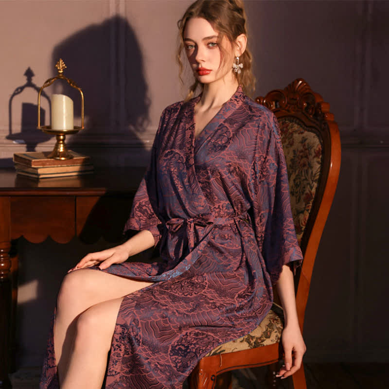 Ownkoti Abstract Pattern 3/4 Sleeve Robe - image 1
