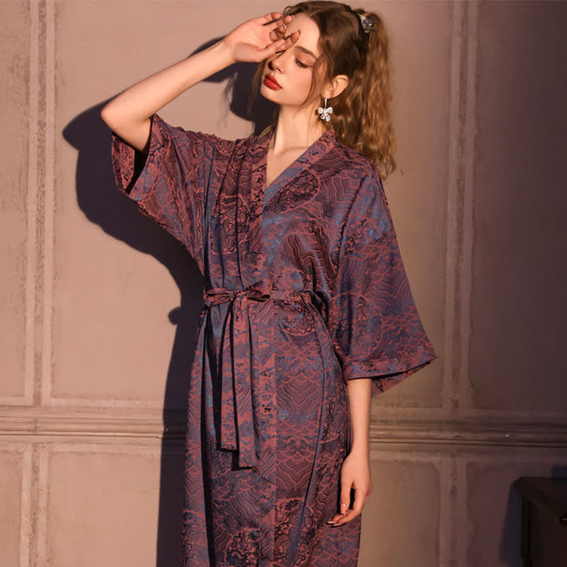Ownkoti Abstract Pattern 3/4 Sleeve Robe - image 3