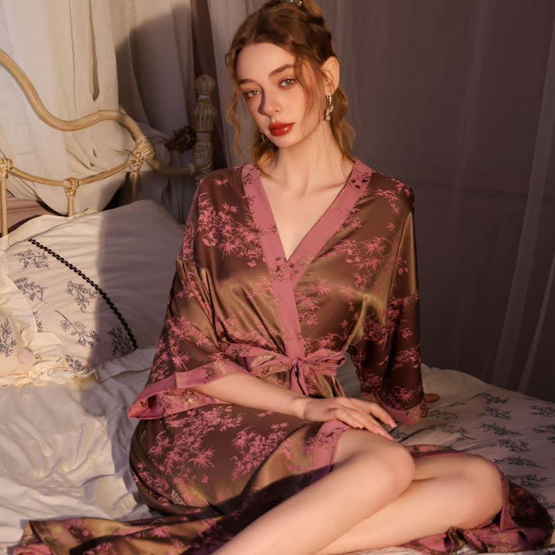 Ownkoti Botanical Branch 3/4 Sleeve Robe - image 4