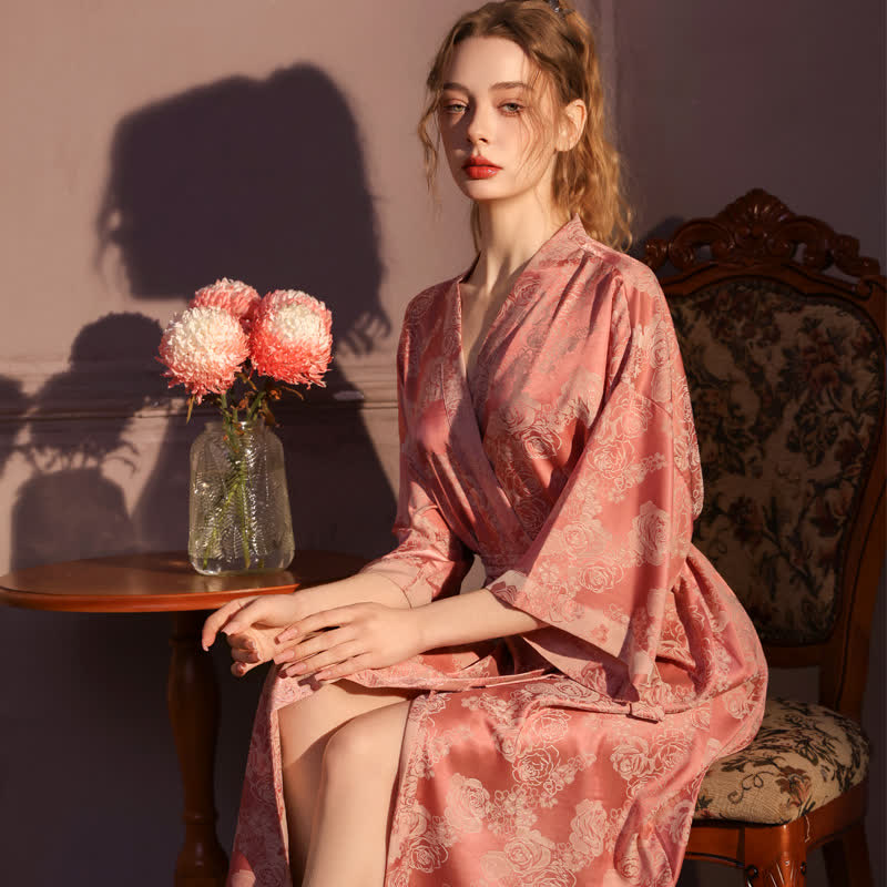 Ownkoti Romantic Rose 3/4 Sleeve Kimono Robe - image 1