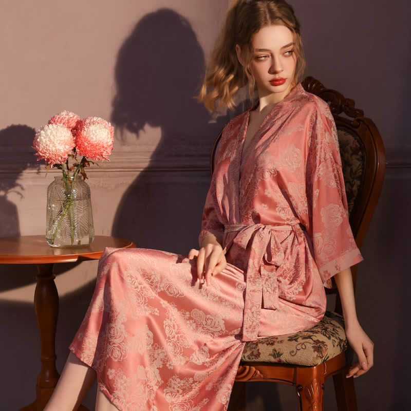 Ownkoti Romantic Rose 3/4 Sleeve Kimono Robe - image 2