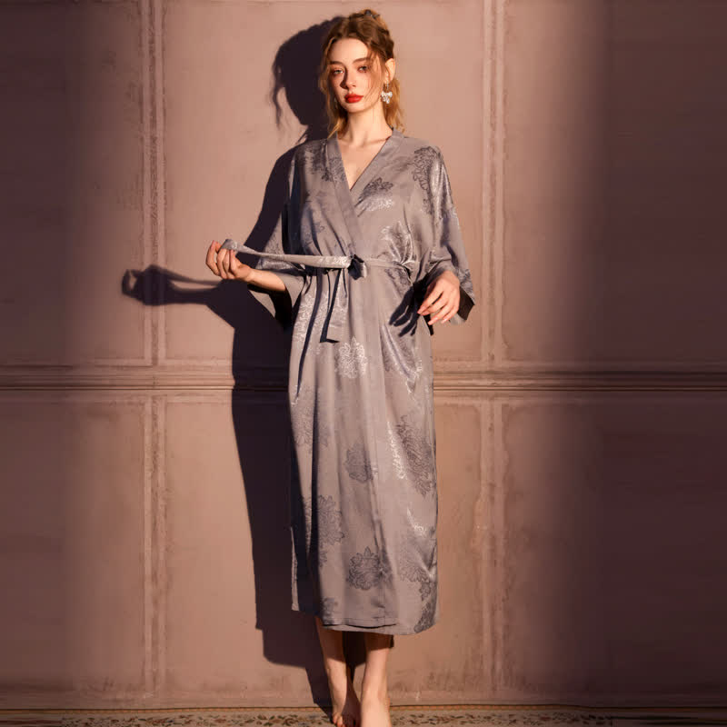 Ownkoti Luxury Floral 3/4 Sleeve Kimono Robe - image 6