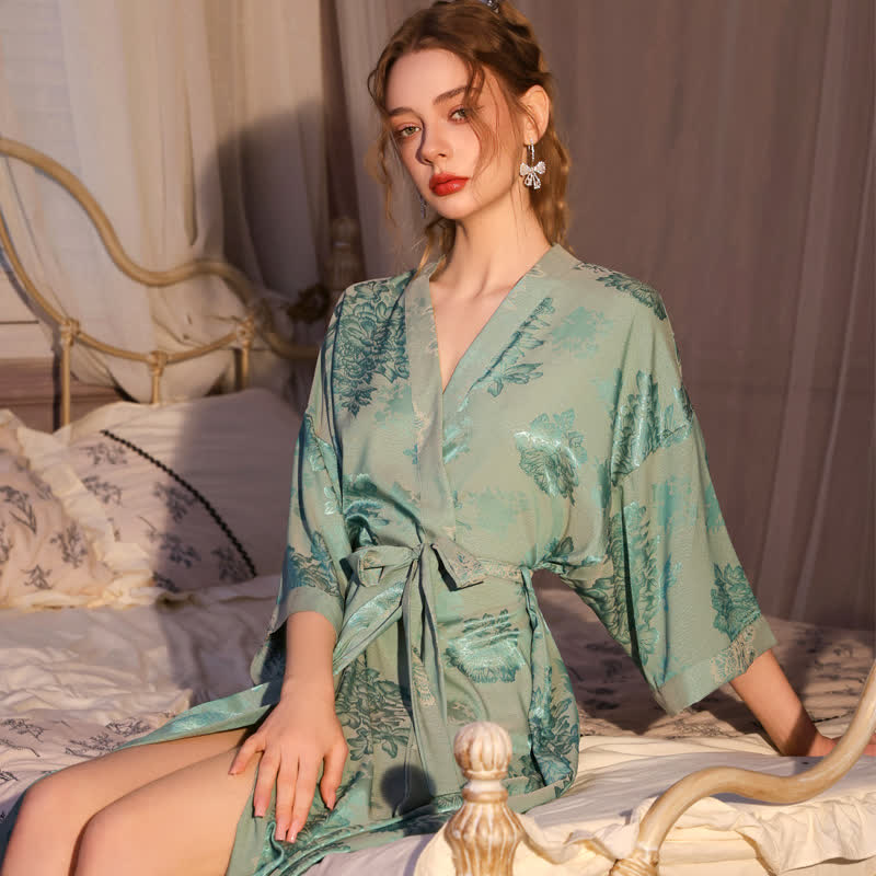 Ownkoti Luxury Floral 3/4 Sleeve Kimono Robe - image 2