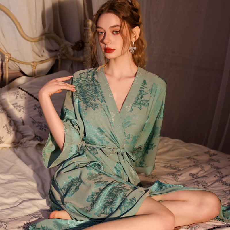 Ownkoti Luxury Floral 3/4 Sleeve Kimono Robe - image 3