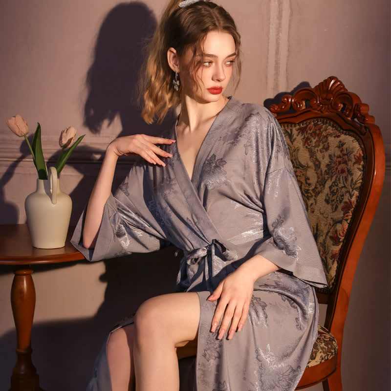 Ownkoti Luxury Floral 3/4 Sleeve Kimono Robe - image 8