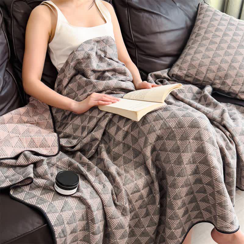 Ownkoti Geometric Triangle Cotton Gauze Quilt Blanket - image 2