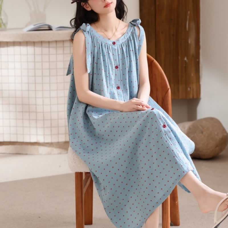 Blue Polka Dot Camisole Nightgown