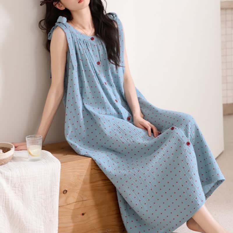 Blue Polka Dot Camisole Nightgown