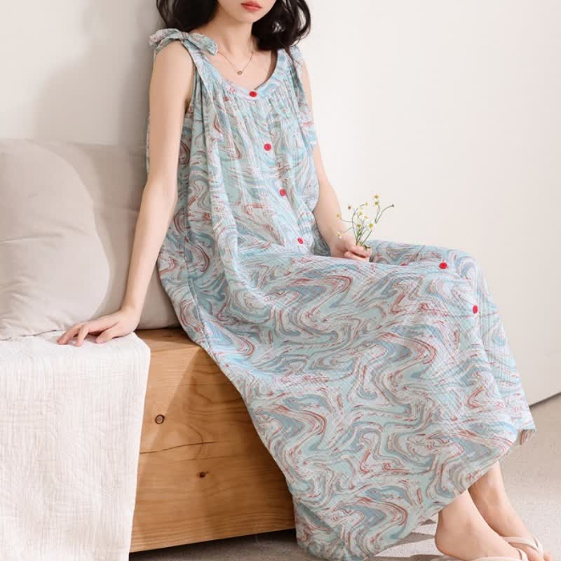 Blue Artistic Wave Camisole Nightgown