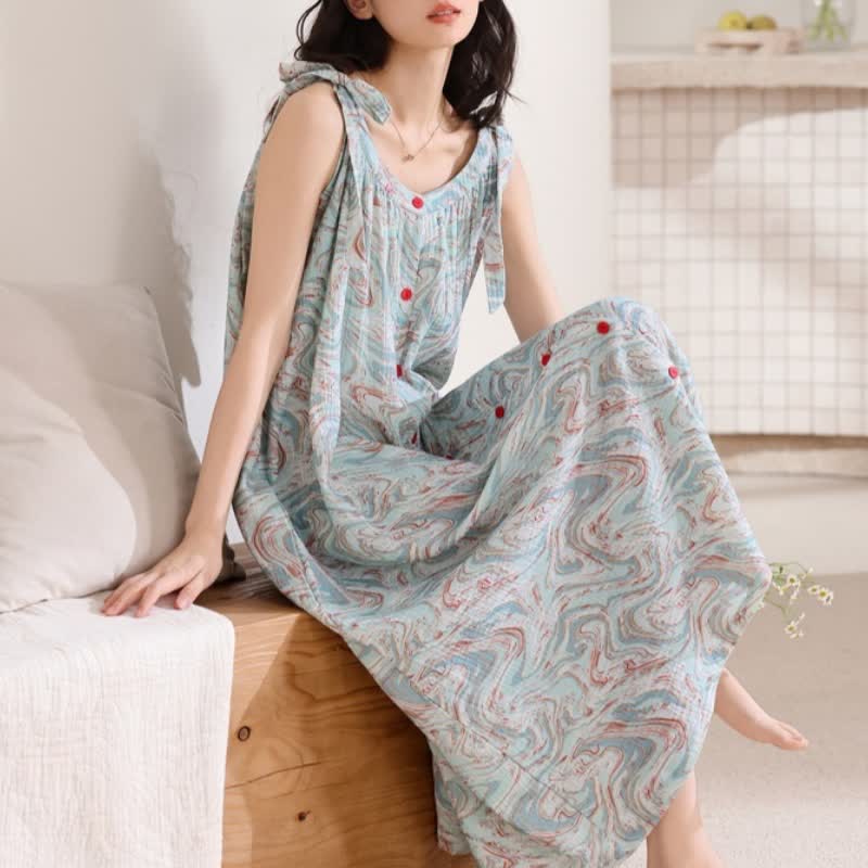 Blue Artistic Wave Camisole Nightgown