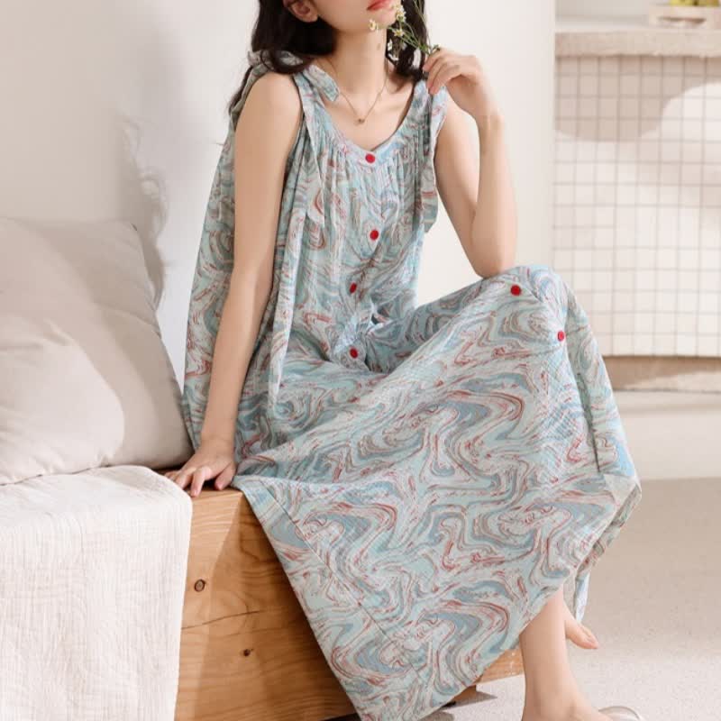 Blue Artistic Wave Camisole Nightgown