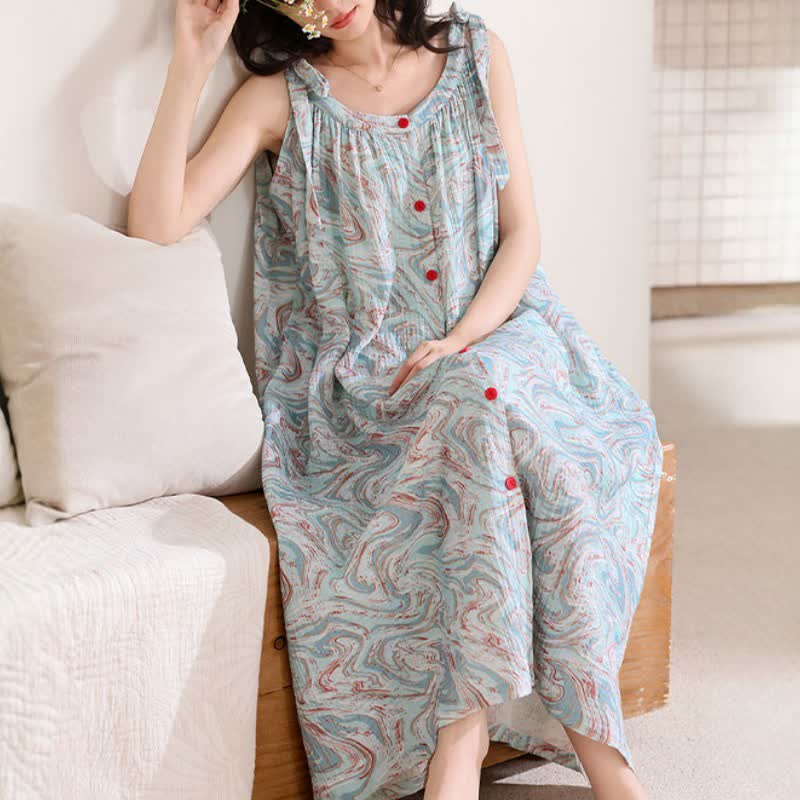 Blue Artistic Wave Camisole Nightgown