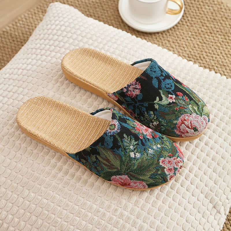 Bohemian Style Linen House Slippers