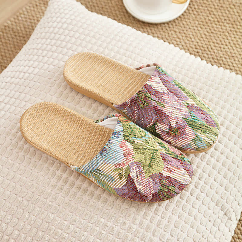 Bohemian Style Linen House Slippers