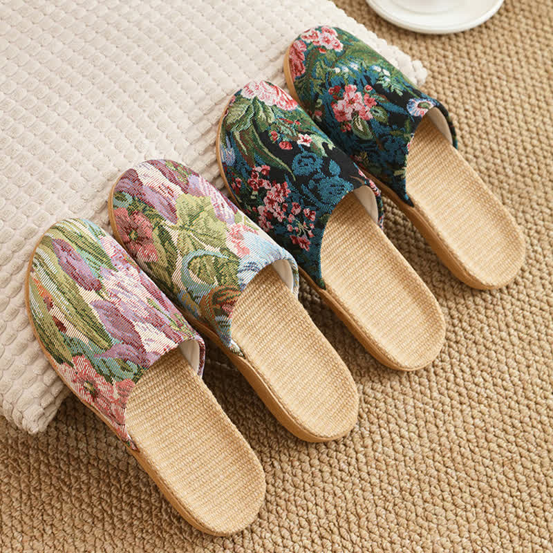 Bohemian Style Linen House Slippers
