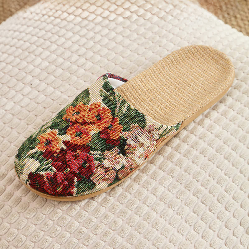 Bohemian Style Linen House Slippers