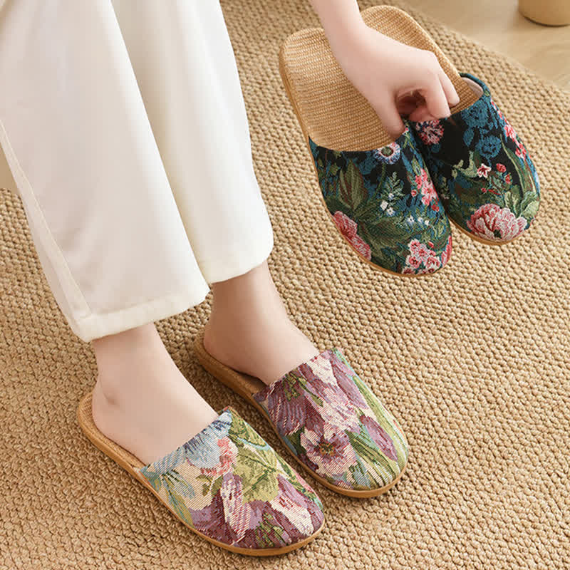 Bohemian Style Linen House Slippers