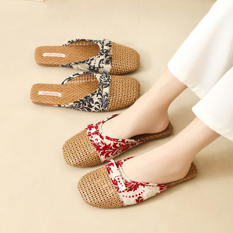 Retro Floral Bow-Knot House Slippers