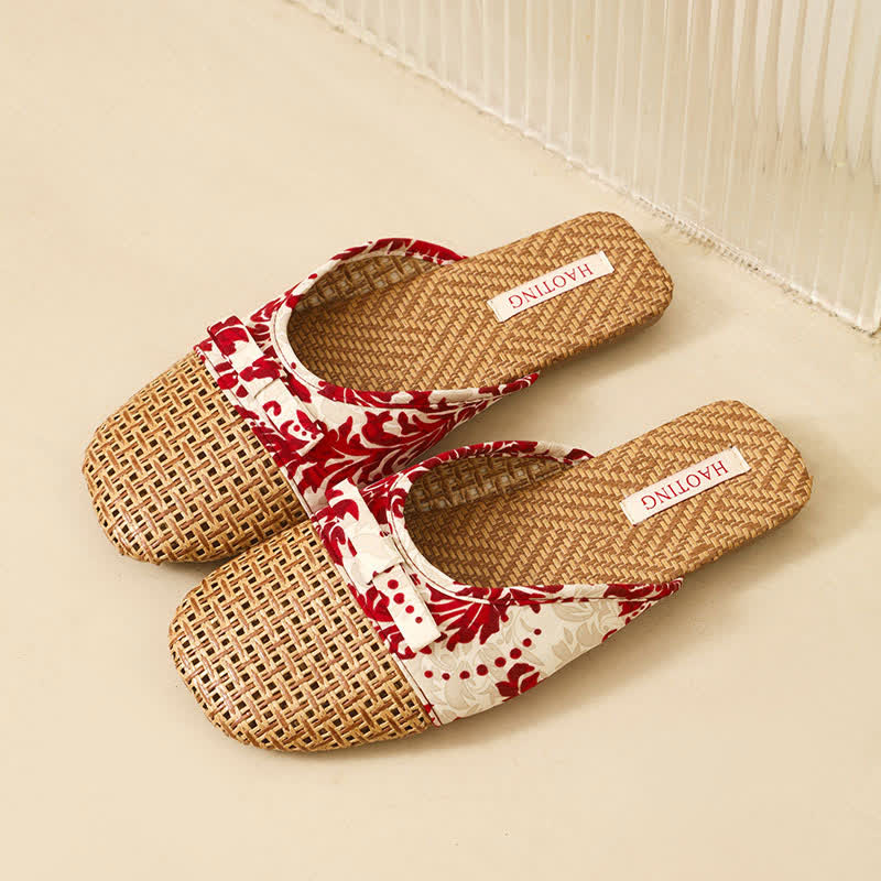 Retro Floral Bow-Knot House Slippers