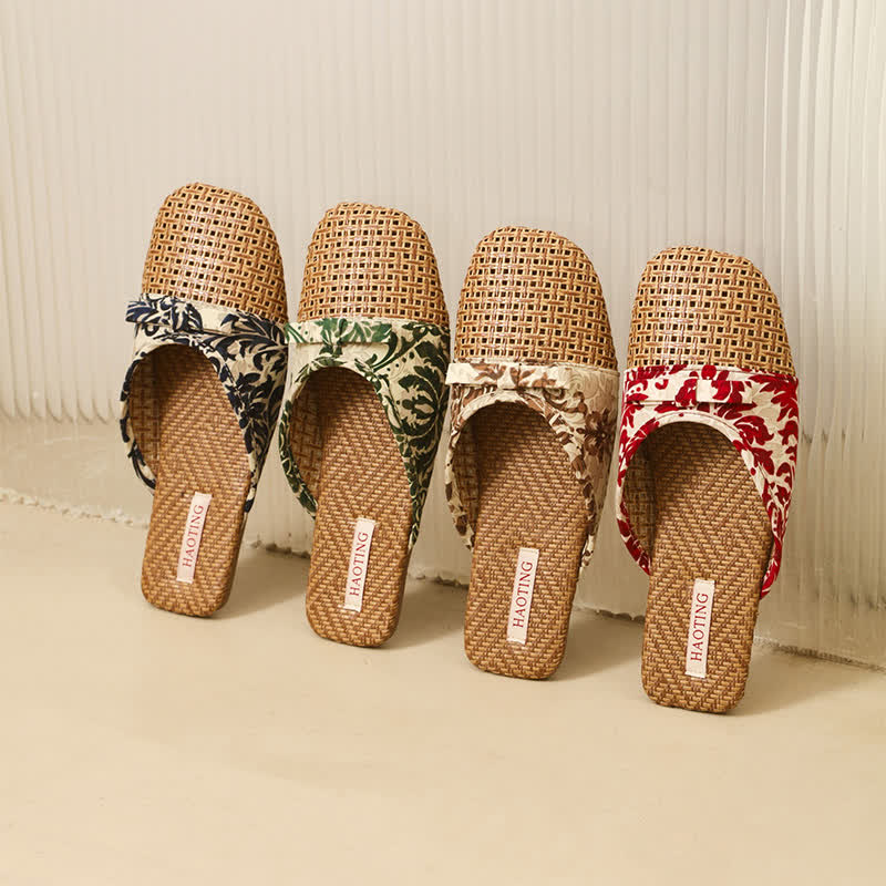 Retro Floral Bow-Knot House Slippers