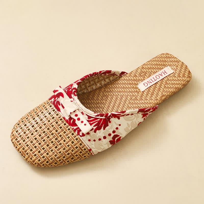 Retro Floral Bow-Knot House Slippers