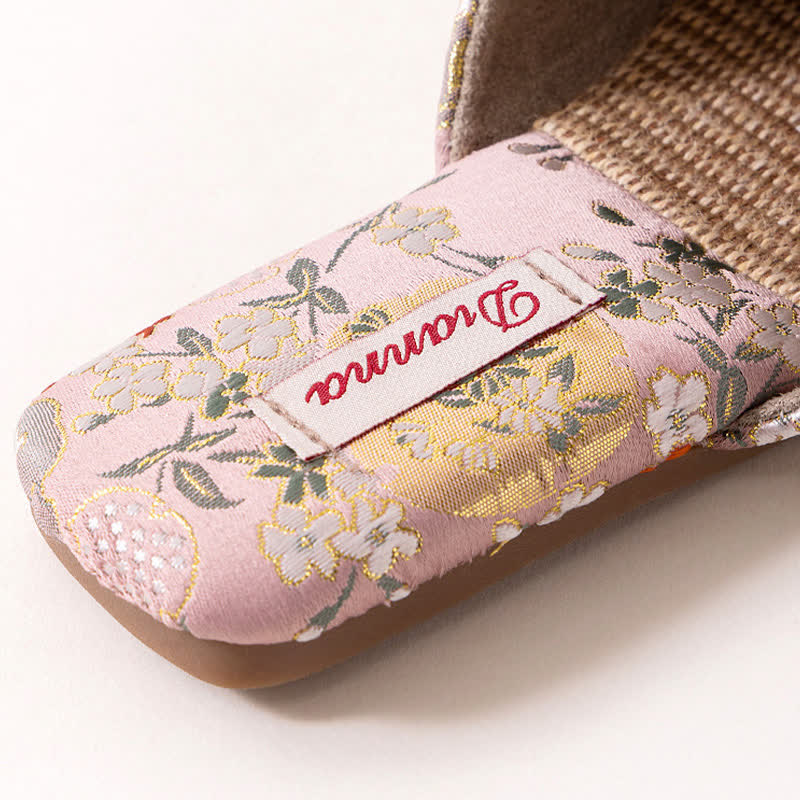Chinoiserie Embroidered Satin House Slippers