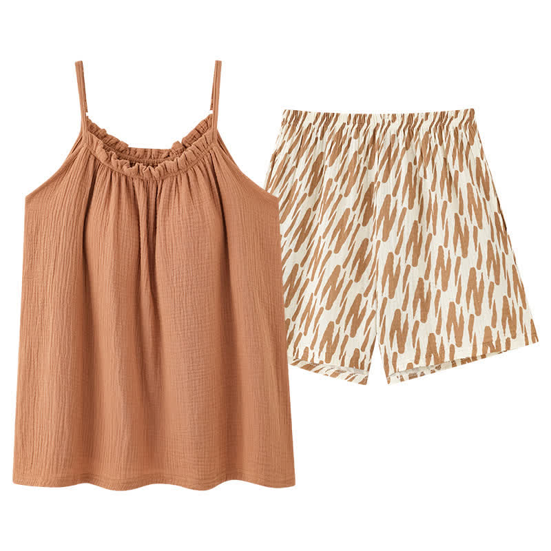 Cami & Abstract Striped Shorts Pajama Set