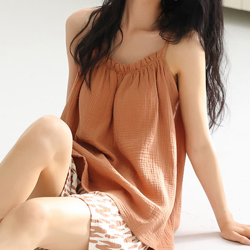 Cami & Abstract Striped Shorts Pajama Set