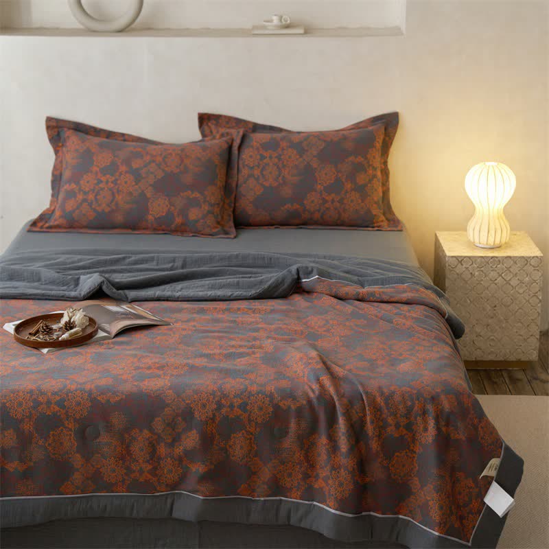 Ownkoti Cotton Gauze Jacquard Vintage Floral Bedding - image 3