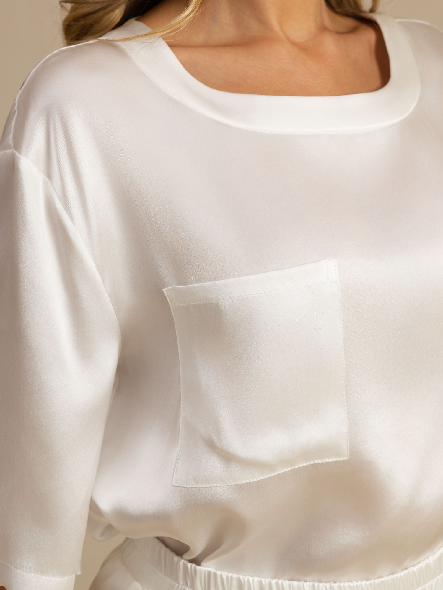 Pure Silk Short Sleeve Round Neck Women's Pajamas Set(Buy 2 Free Shipping)