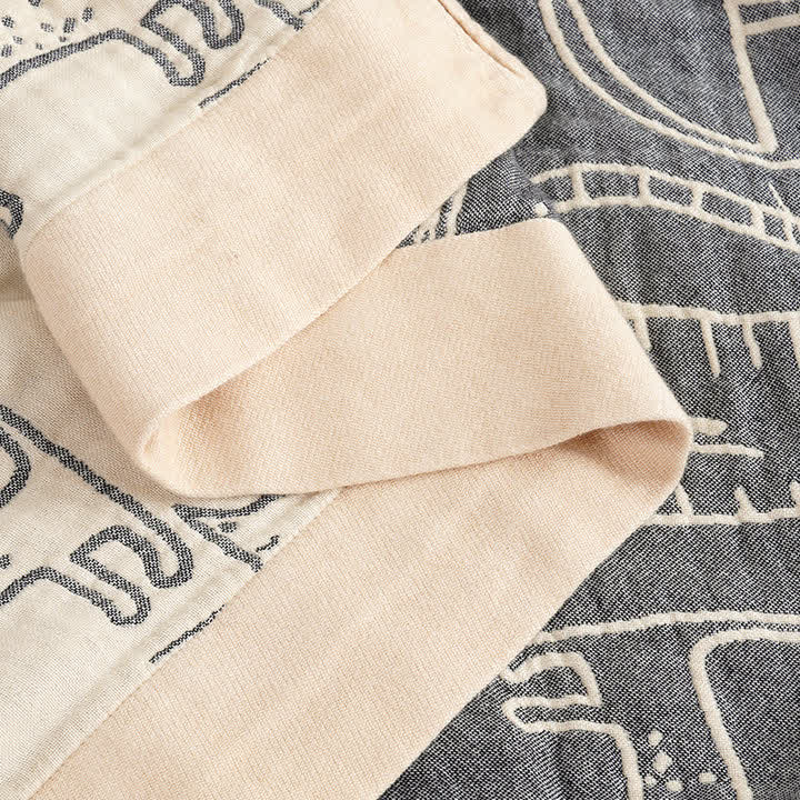 Cat Print Cotton Quilt Reversible Blanket