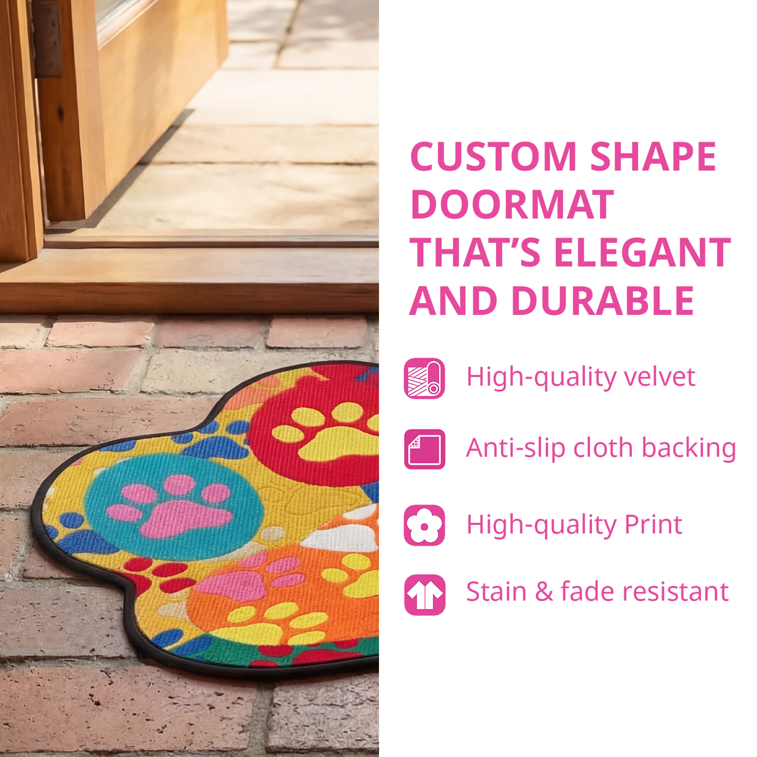 Daisy Golden Retriever Custom Shape Doormat 