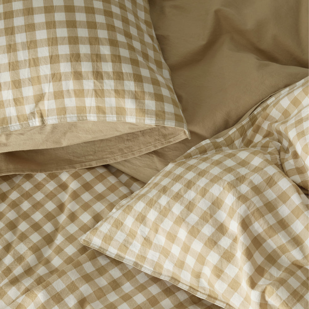 Gingham Washed Cotton Duvet Cover Set(4PCS)