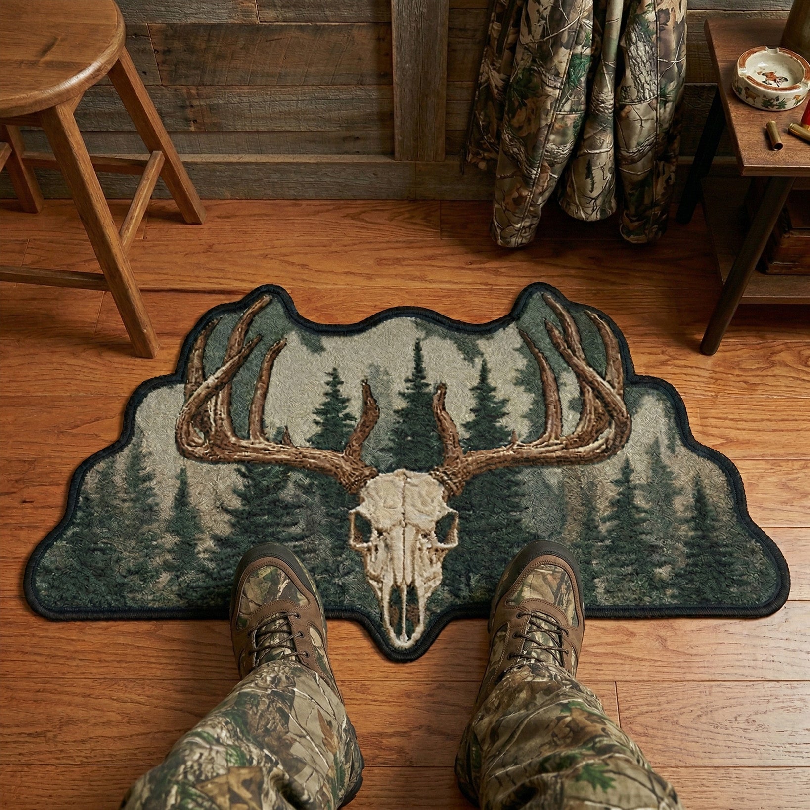 Cabin Antler Crest Custom Shape Doormat  