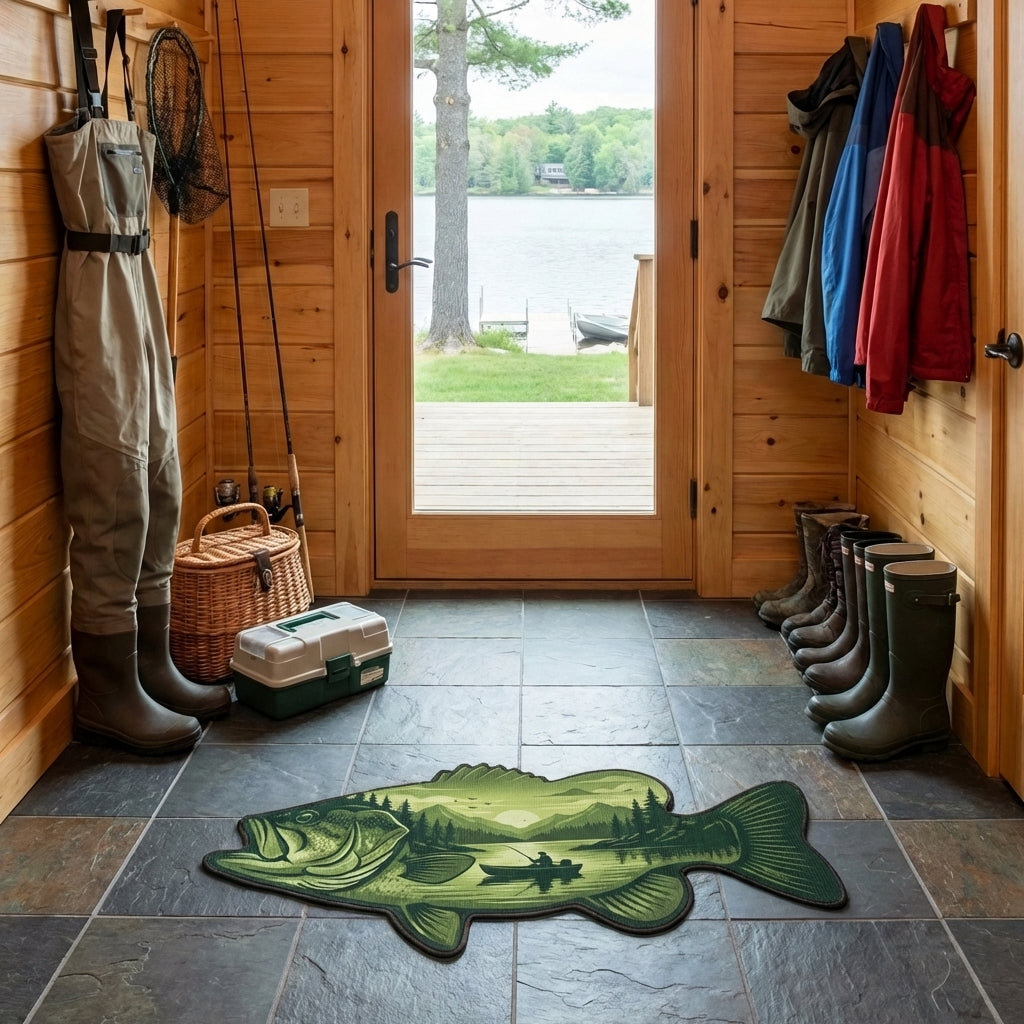 Lake Bass Custom Shape Doormat 